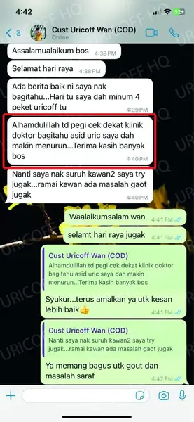 testimoni 1 hilangkan sakit gout uricoff