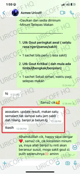 testimoni 3 hilangkan sakit gout uricoff