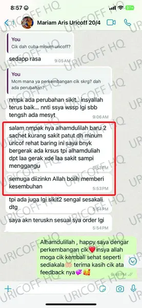 testimoni 4 hilangkan sakit gout uricoff
